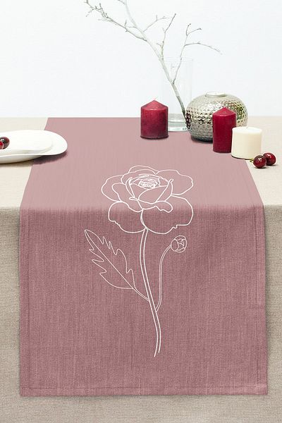 Realhomes White Floral Patterned Digital Printed Modern Stitched Raschel Knitted Runner on Pastel Background