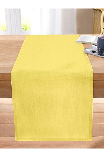 Realhomes Yellow Colored Digital Printed Stitched Raschel Knitted Runner