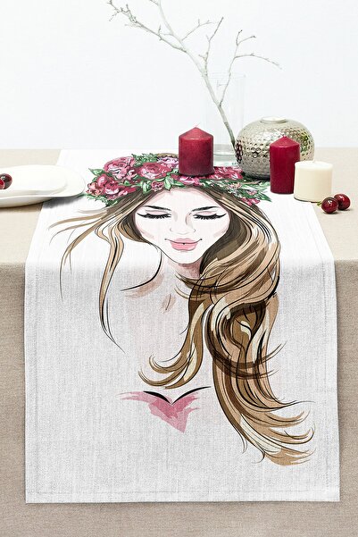 Realhomes Beyaz Zeminde Renkli Kalem Çizimli Dekoratif Modern Dikişli Raşel Ö...