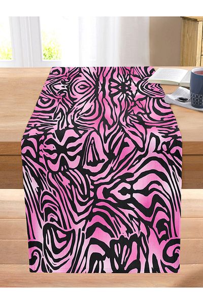 Realhomes Pink Tiger Pattern Special Design Digital Printed Modern Stitched Raschel Knitted Runner