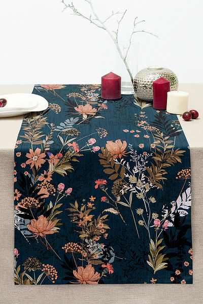 Realhomes Digital Printed Modern Stitched Raschel Knitted Runner with Floral Patterns on Colorful Background