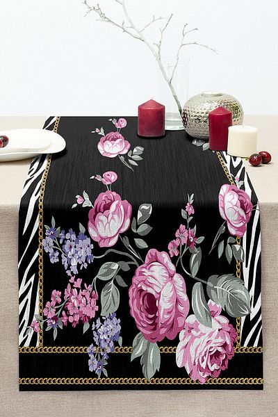 Realhomes Flower Motif Special Design Digital Printed Modern Stitched Raschel Knitted Runner