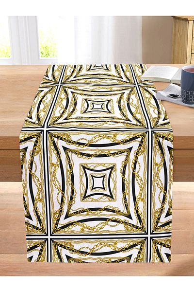 Realhomes Special Design Stitched Raschel Knitted Runner with Geometric Background