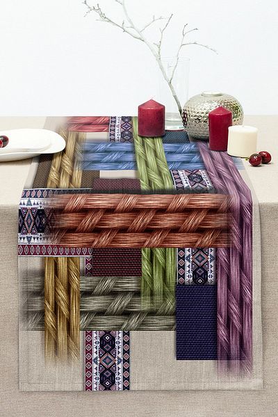 Realhomes Modern Tile Design Digital Printed Stitched Raschel Knitted Runner