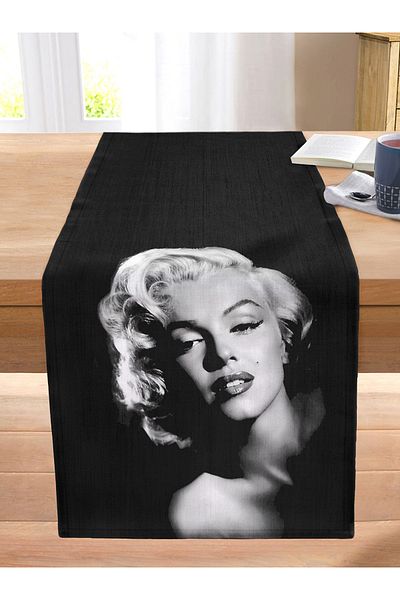 Realhomes Marilyn Monroe Illustrated Digital Printed Decorative Stitched Raschel Knitted Runner