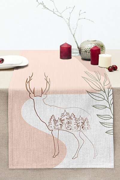 Realhomes عداء راشيل محبوك حديث مطبوع رقميًا بنمط غزال مع خلفية ملونة ورسومات...