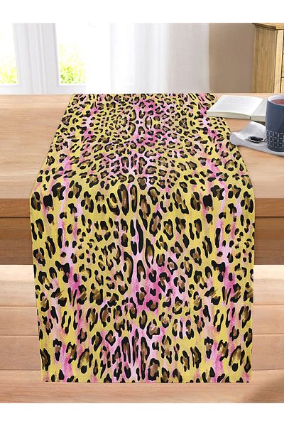 Realhomes Leopard Motif Digital Printed Stitched Raschel Knitted Runner