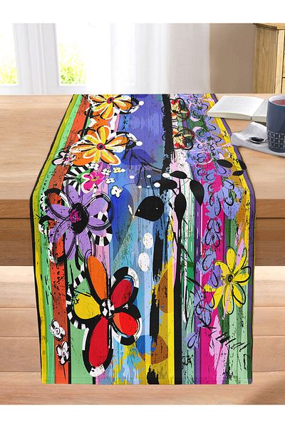 Realhomes Multi Color Special Design Digital Printed Modern Stitched Raschel Knitted Runner