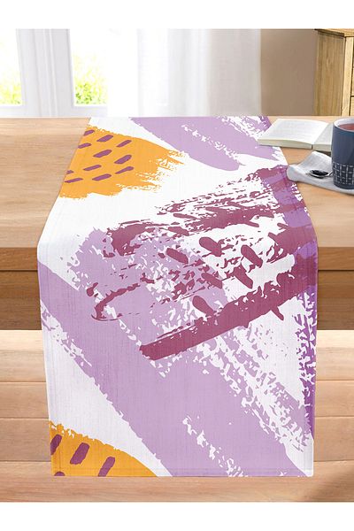 Realhomes Abstract Tarazda Pastel Colored Digital Printed Special Colored Stitched Raschel Knitted Runner