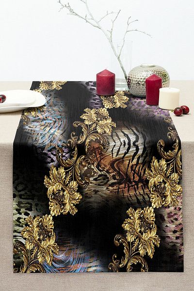 Realhomes Complex Motif Special Design Digital Printed Modern Stitched Raschel Knitted Runner