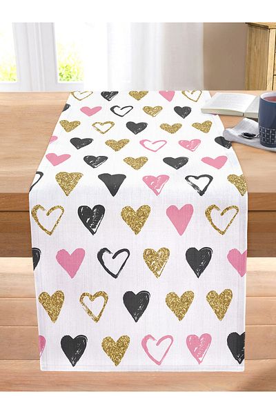 Realhomes Valentine's Day Themed Special Design Digital Printed Modern Stitched Raschel Knitted Runner
