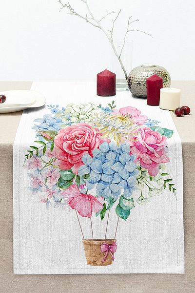 Realhomes Colorful Flower Bunches Balloon Design Stitched Raschel Knitted Runner