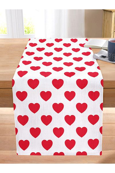 Realhomes Heart Pattern Digital Printed Stitched Raschel Knitted Runner