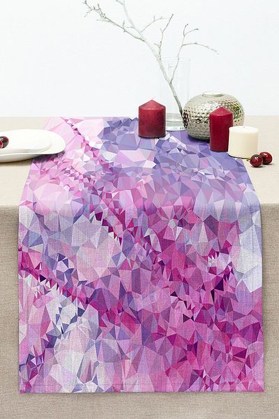 Realhomes Colorful Geometric Abstract Patterned Special Design Digital Printed Modern Stitched Raschel Knitted Runner