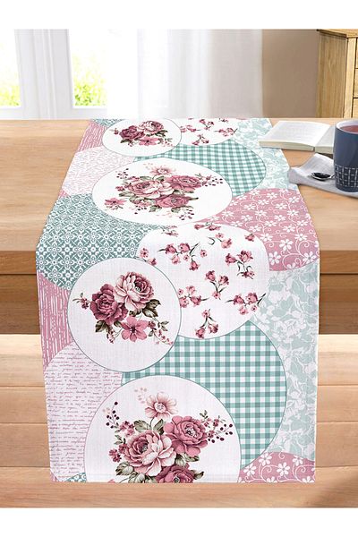 Realhomes Colorful Oval Design Rose Motifs Modern Stitched Raschel Knitted Runner
