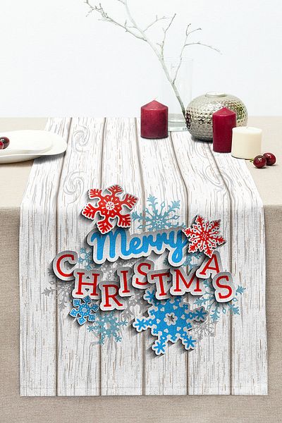 Realhomes Merry Christmas Digital Printed Modern Stitched Raschel Knitted Runner