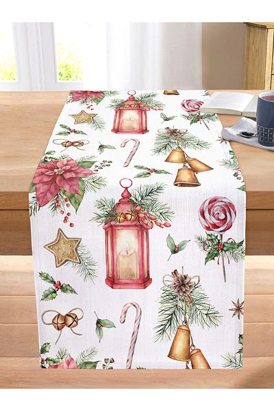 Realhomes Candlestick Design New Year Concept Digital Printed Modern Stitched Raschel Knitted Runner