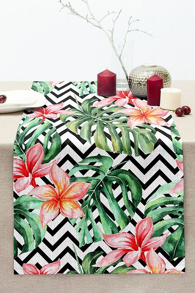 Realhomes Zigzag Zebra Patterned Digital Printed Stitched Raschel Knitted Runner