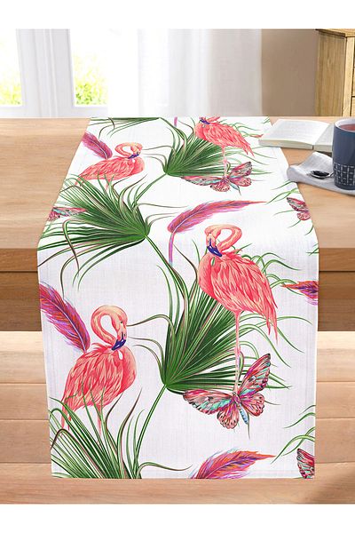 Realhomes Flamingo Pattern Digital Printed Modern Stitched Raschel Knitted Runner