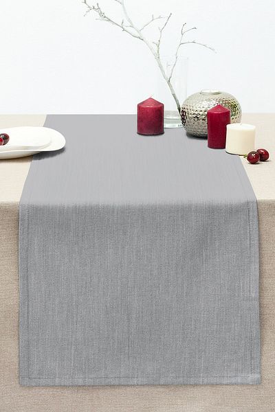 Realhomes Plain Light Gray Colored Digital Printed Stitched Raschel Knitted Runner