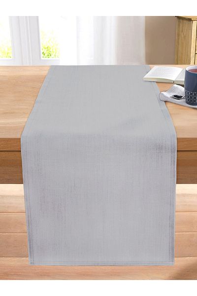 Realhomes Plain Light Gray Colored Digital Printed Stitched Raschel Knitted Runner