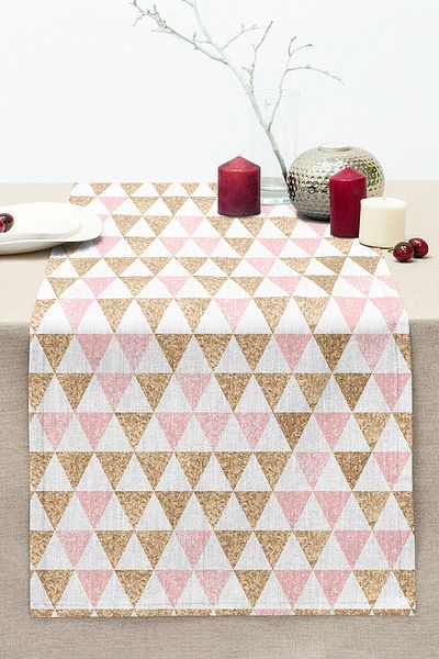Realhomes Triangle Powder Colors Specially Designed Decorative Stitched Raschel Knitted Runner