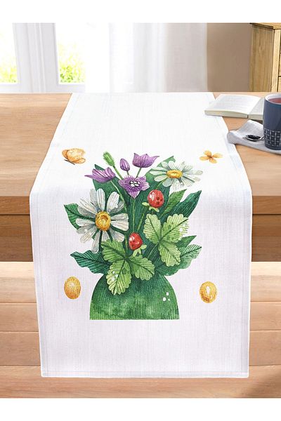 Realhomes Pastel Colored Flower Design Digital Printed Modern Stitched Raschel Knitted Runner