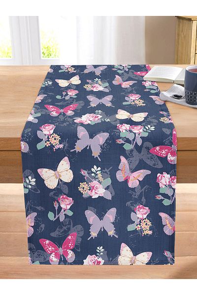 Realhomes Digital Printed Modern Stitched Raschel Knitted Runner with Butterfly Pattern on Colorful Background