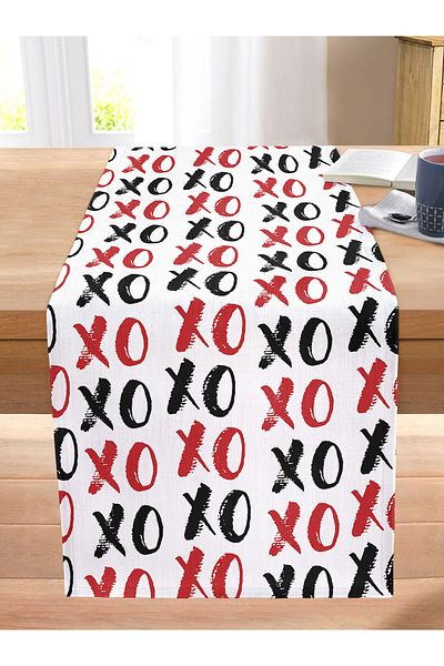 Realhomes XO Letter Design Digital Printed Modern Stitched Raschel Knitted Runner
