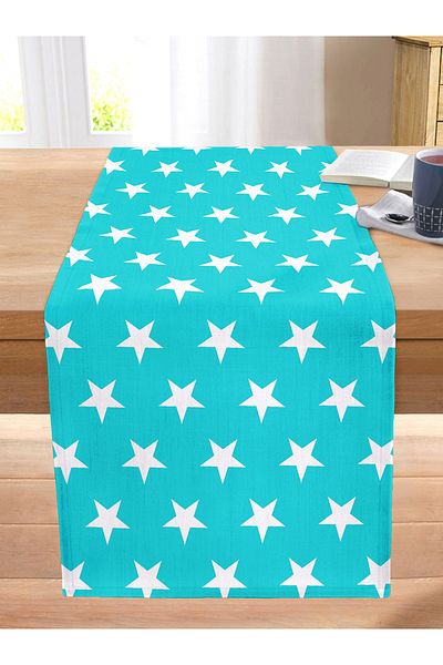 Realhomes Modern Star Patterned Digital Printed Decorative Stitched Raschel Knitted Runner