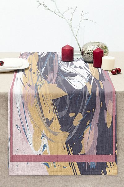 Realhomes Digital Printed Stitched Raschel Knitted Runner with Modern Art Design