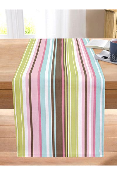 Realhomes Colorful Striped Digital Printed Modern Stitched Raschel Knitted Runner