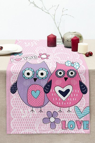 Realhomes Digital Printed Modern Stitched Raschel Knitted Runner with Owl Picture