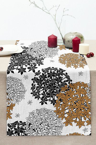 Realhomes Digital Printed Modern Stitched Raschel Knitted Runner with Colorful Flower Patterns on White Background