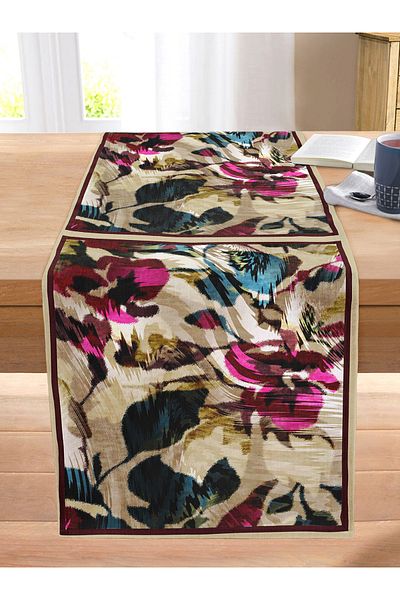 Realhomes Abstract Floral Motif Special Design Digital Printed Modern Stitched Raschel Knitted Runner