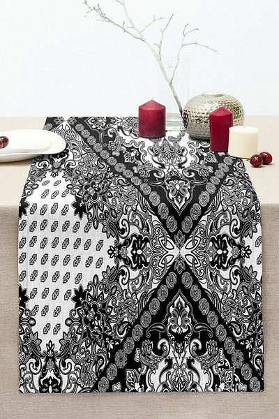 Realhomes Modern Tile Design Digital Printed Stitched Raschel Knitted Runner