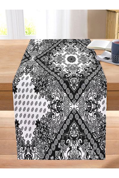 Realhomes Modern Tile Design Digital Printed Stitched Raschel Knitted Runner