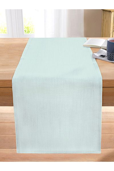 Realhomes Mint Green Colored Digital Printed Decorative Stitched Raschel Knitted Runner