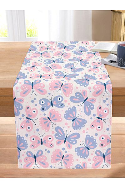 Realhomes Digital Printed Modern Stitched Raschel Knitted Runner with Colorful Butterfly Motif