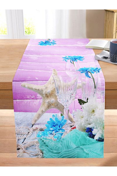 Realhomes Special Design Starfish Motif Digital Printed Modern Stitched Raschel Knitted Runner