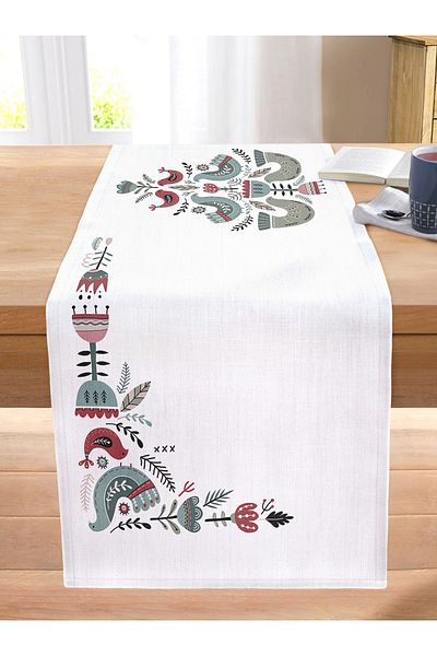 Realhomes Special Design Bird & Flower Motif Digital Printed Modern Stitched Raschel Knitted Runner