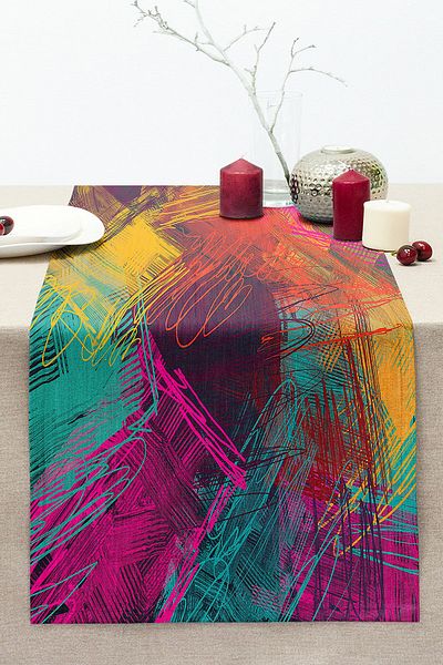 Realhomes Multi Colar Digital Printed Modern Stitched Raschel Knitted Runner