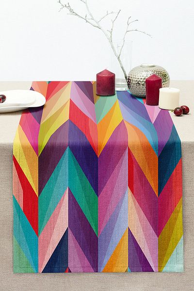 Realhomes Multi Colar Digital Printed Modern Stitched Raschel Knitted Runner