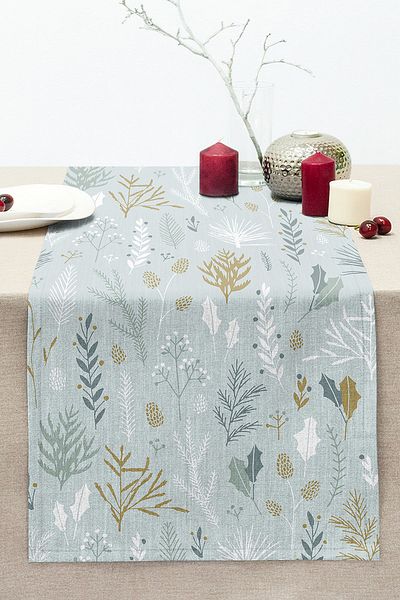 Realhomes Digital Printed Modern Stitched Raschel Knitted Runner with Leaf Pattern on Colorful Background