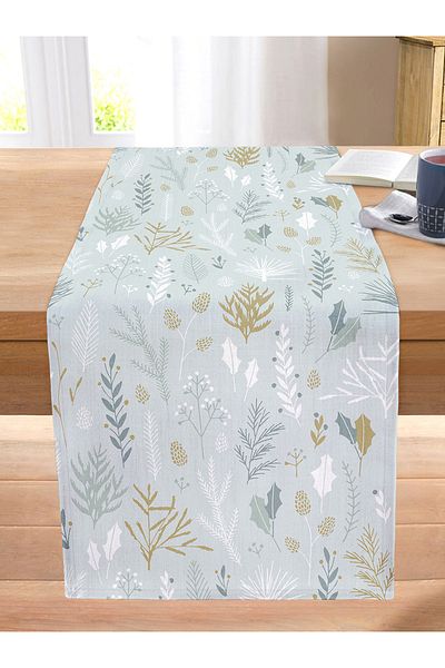 Realhomes Digital Printed Modern Stitched Raschel Knitted Runner with Leaf Pattern on Colorful Background