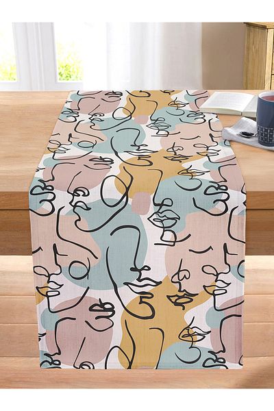 Realhomes Botanical Portrait Printed Decorative Stitched Raschel Knitted Runner