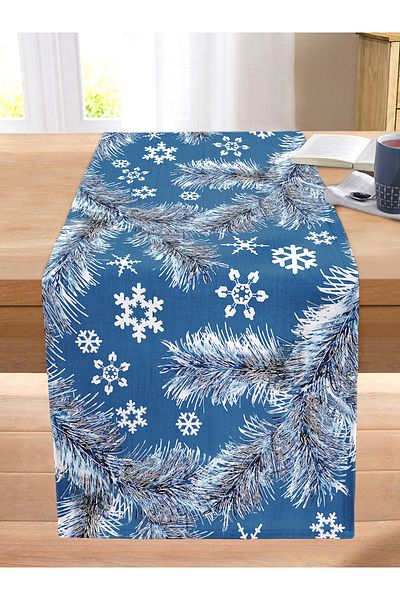 Realhomes Digital Printed Modern Stitched Raschel Knitted Runner with Snowflake Pattern on Colorful Background