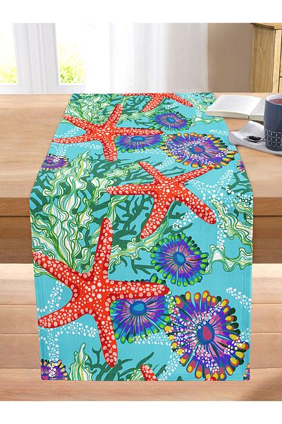 Realhomes Modern Sea Stars 3D Printed Stitched Raschel Knitted Runner