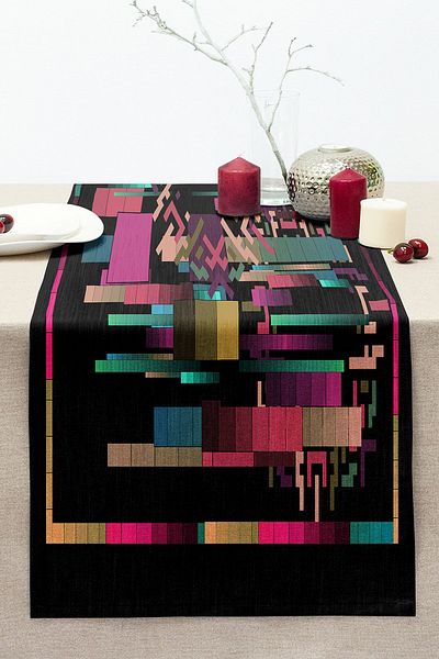 Realhomes Colorful Complex Geometric Pattern Special Design Digital Printed Modern Stitched Raschel Knitted Runner