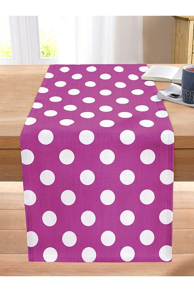 Realhomes Polka Dot Digital Printed Decorative Stitched Raschel Knitted Runner